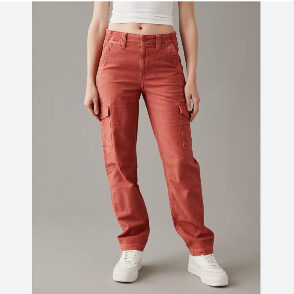 AE Stretch Carpenter Cargo Pants - Sienna Red sz 2